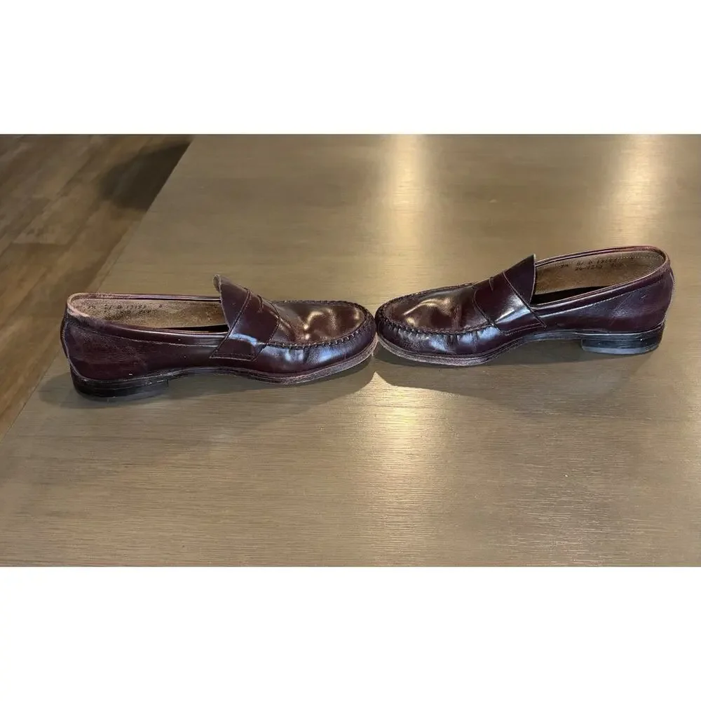 Vtg Johnston Murphy Aristocraft Penny Loafers Mens 9 Burgundy Leather USA Made